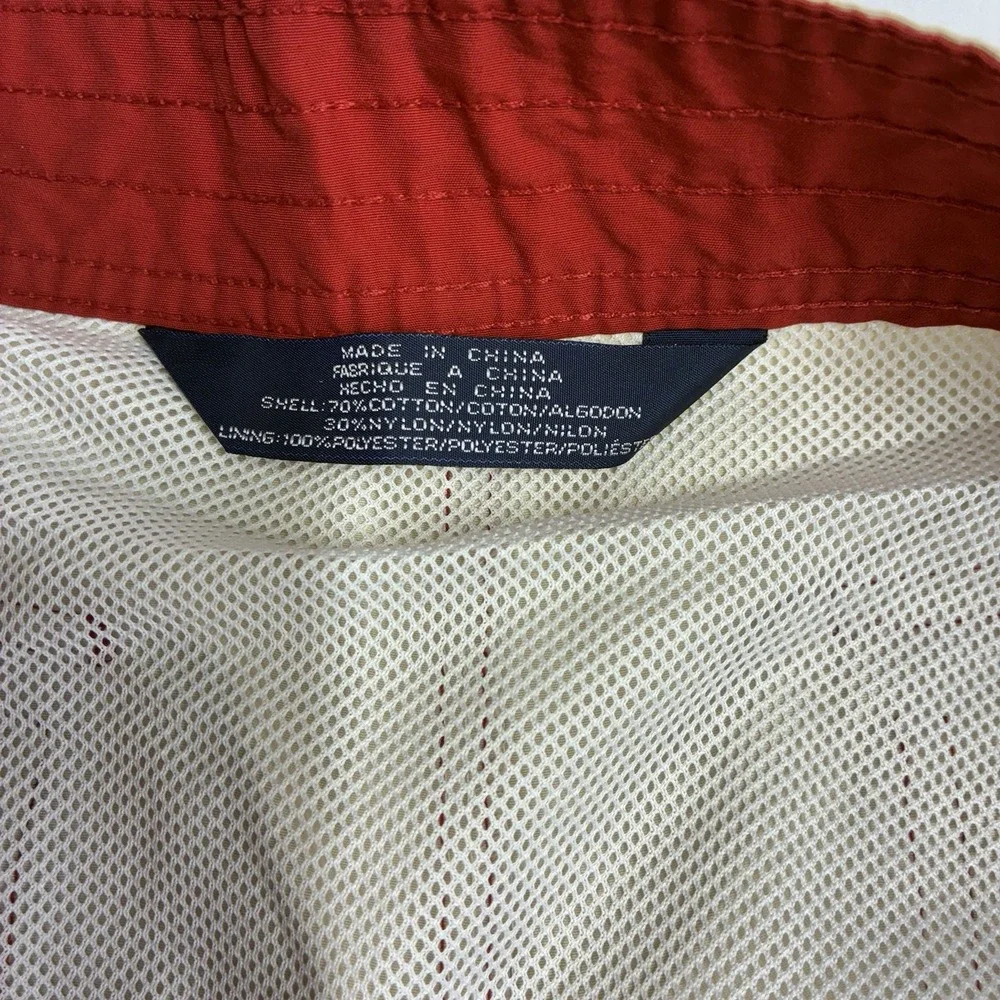VTG Tommy Hilfiger Mens Swim Trunks, Cream With Red Stitching, Size Large‎